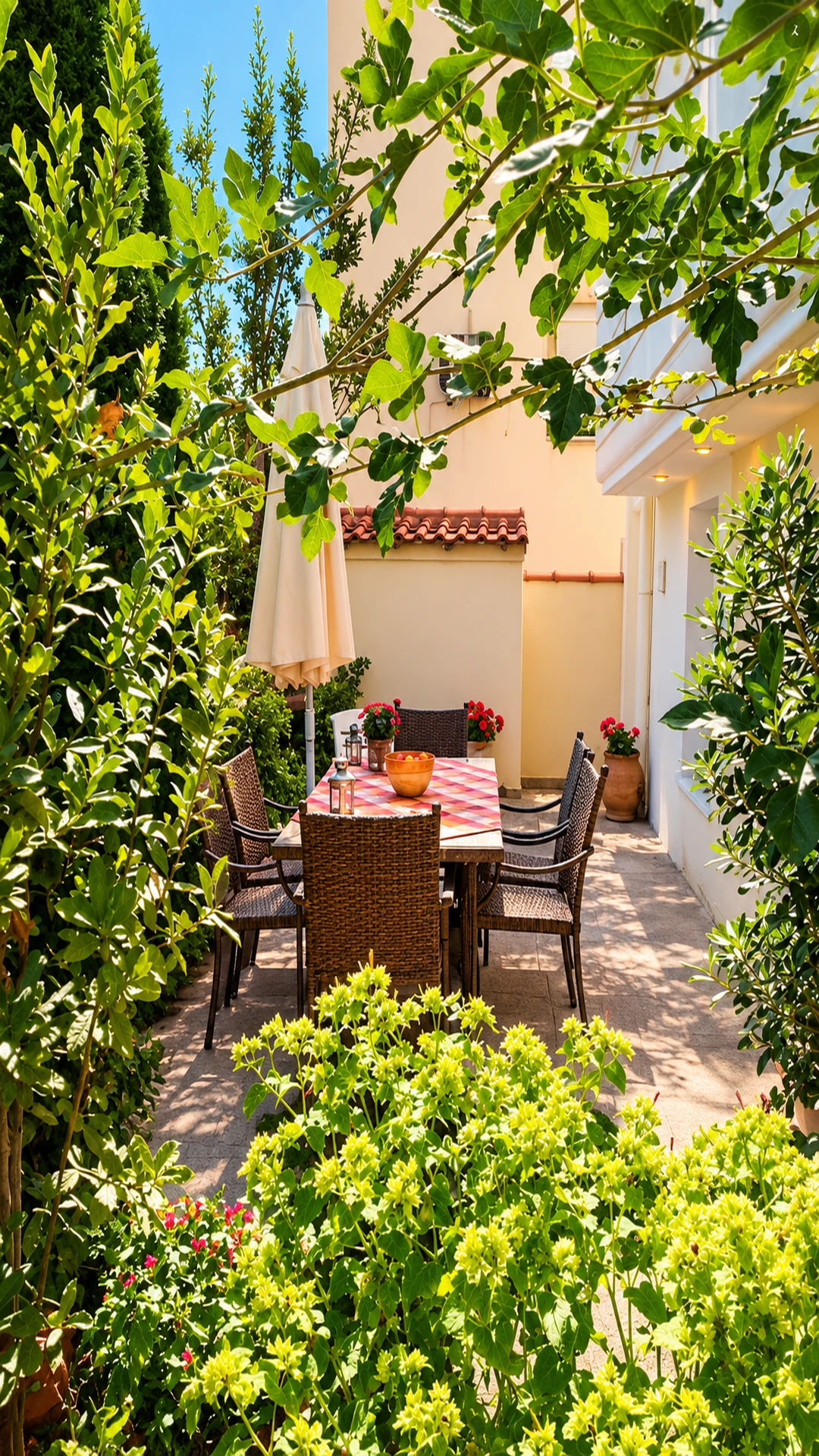 Leafy garden dining nook